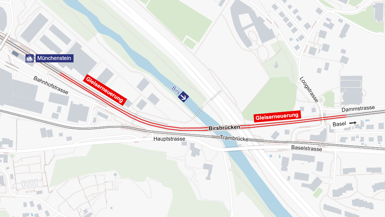 Die Grafik zeigt, von wo bis wo die SBB im Rahmen des Projekts die Gleise erneuert.