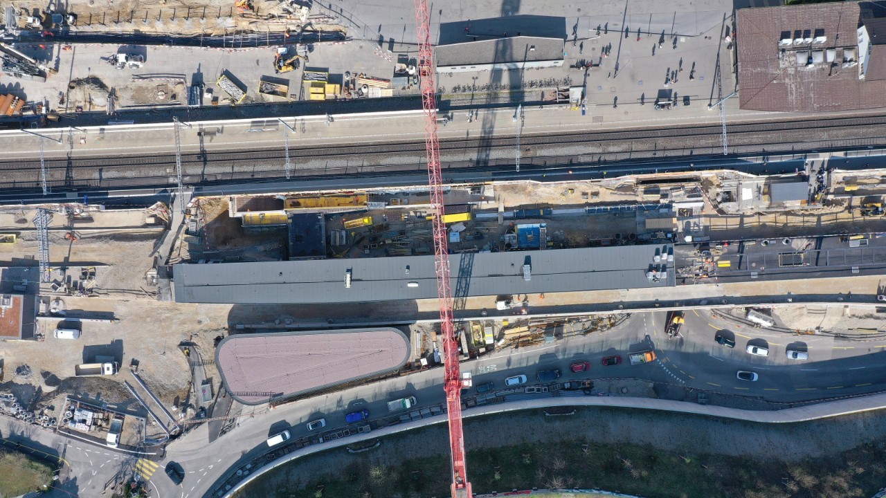 Die südliche Zufahrt zur Strassenunterführung Oristal im April 2022.