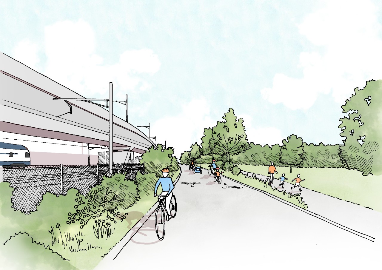 Geplante Veloschnellroute des Kantons Zürich beim Bahnhof Wallisellen.