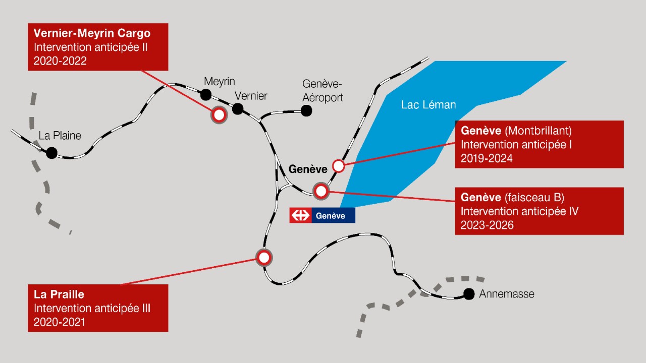Croquis représentant les quatre anticipées à Genève.