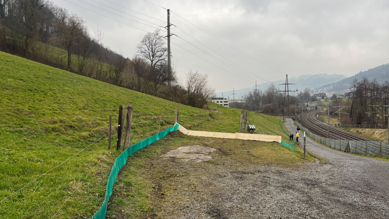 Clôture de protection pour amphibiens dans le périmètre du chantier